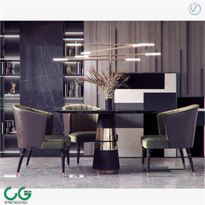modern round marble dining table chair 3d model